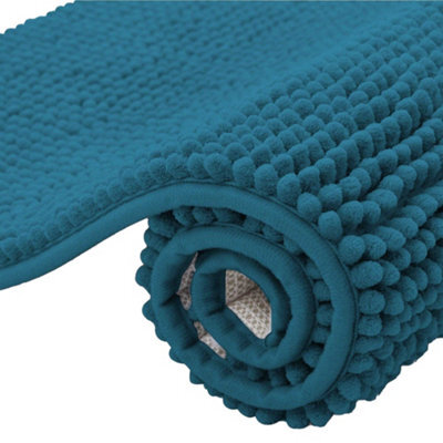 K Collection Chenille Bath Mat Teal (80Cm X 50Cm)