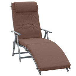 Outsunny Sun Lounger Recliner Foldable Padded Seat Adjustable Texteline Brown - thumbnail 2