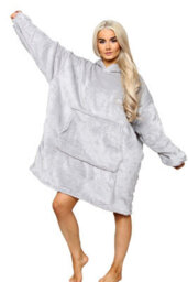 Ms9 Women's Oversized Hoodie Wearable Blanket Hoodie Top With Sherpa Lining Light Gray - thumbnail 3