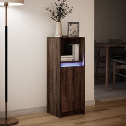 Berkfield Sideboard With Led Brown Oak 38X34X100 Cm Engineered Wood - thumbnail 5