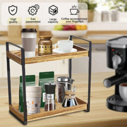 2 Tier Wooden Standing Coffee Bar Counter Organiser - thumbnail 3