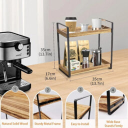 2 Tier Wooden Standing Coffee Bar Counter Organiser - thumbnail 2