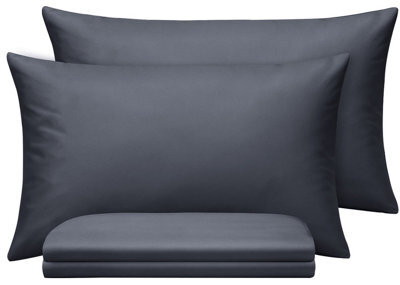 Oxford Homeware Plain Dyed Pillowcase Pair (W)50X(L)75 Cm- Soft Breathable Easy Care Standard Size Bed Pillow Covers Charcoal - image 1