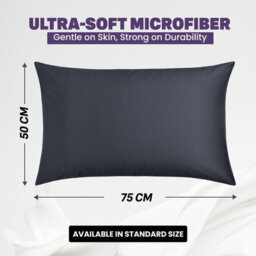 Oxford Homeware Plain Dyed Pillowcase Pair (W)50X(L)75 Cm- Soft Breathable Easy Care Standard Size Bed Pillow Covers Charcoal - thumbnail 2