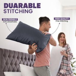 Oxford Homeware Plain Dyed Pillowcase Pair (W)50X(L)75 Cm- Soft Breathable Easy Care Standard Size Bed Pillow Covers Charcoal - thumbnail 6