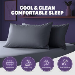 Oxford Homeware Plain Dyed Pillowcase Pair (W)50X(L)75 Cm- Soft Breathable Easy Care Standard Size Bed Pillow Covers Charcoal - thumbnail 5