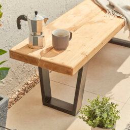Wooden Garden Bench With Industrial Legs -Garden Furniture  Made From Solid Wood- 3 Seater  180Cm (L) Off The Grain - thumbnail 3