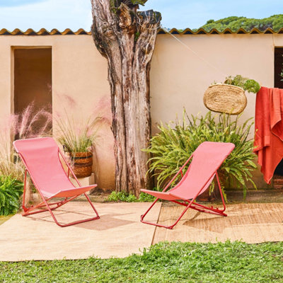 Sweeek. Pair Of Aluminium Sun Loungers Livorno Terracotta 83X88X95 Cm - image 1