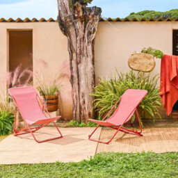 Sweeek. Pair Of  Aluminium Sun Loungers Livorno Terracotta 83X88X95 Cm