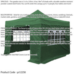 Loops Durable 3X6M Green Pop-Up Gazebo With Side Walls For Outdoor Events - thumbnail 2