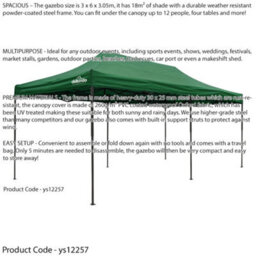Loops Durable 3X6M Green Pop-Up Gazebo With Side Walls For Outdoor Events - thumbnail 3