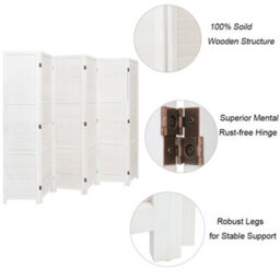 Living And Home 6 Panel White Folding Solid Wood Room Divider Indoor Privacy Screen Separator 170Cm H X 240Cm L - thumbnail 6