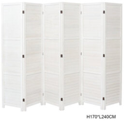 Living And Home 6 Panel White Folding Solid Wood Room Divider Indoor Privacy Screen Separator 170Cm H X 240Cm L - thumbnail 4