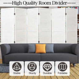 Living And Home 6 Panel White Folding Solid Wood Room Divider Indoor Privacy Screen Separator 170Cm H X 240Cm L - thumbnail 3