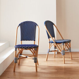 Sweeek - Pair Of Rattan Bistro Chairs And Polyrattan Blue 48X58X90 Cm - Montmartre - thumbnail 5