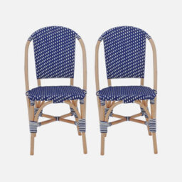 Sweeek - Pair Of Rattan Bistro Chairs And Polyrattan Blue 48X58X90 Cm - Montmartre - thumbnail 2