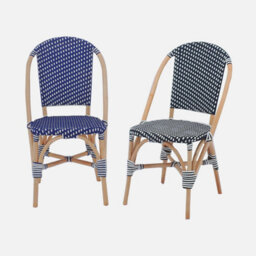 Sweeek - Pair Of Rattan Bistro Chairs And Polyrattan Blue 48X58X90 Cm - Montmartre - thumbnail 3