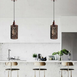 Easy Fit Rustic Red Wire Cage Frame Open Style Pendant Light Shade Metal Cage Drum Lampshade Ceiling Pendant Lamp - thumbnail 8