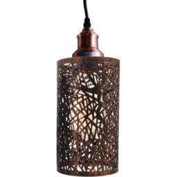 Easy Fit Rustic Red Wire Cage Frame Open Style Pendant Light Shade Metal Cage Drum Lampshade Ceiling Pendant Lamp - thumbnail 4