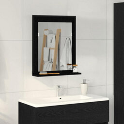 Walplus Bathroom Mirror Black Oak 50 X 12 X 60 Cm Engineered Wood
