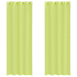 Berkfield Voile Curtains With Grommets 2 Pcs Apple Green 140X300 Cm - thumbnail 2