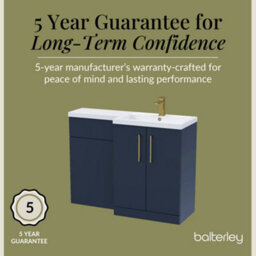 Balterley Right-Hand Bathroom Vanity And Wc Unit Combination With Basin - 1100mm - Satin Dark Blue With Brushed Brass Handles - thumbnail 6