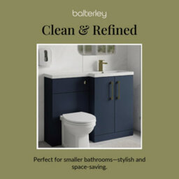 Balterley Right-Hand Bathroom Vanity And Wc Unit Combination With Basin - 1100mm - Satin Dark Blue With Brushed Brass Handles - thumbnail 7