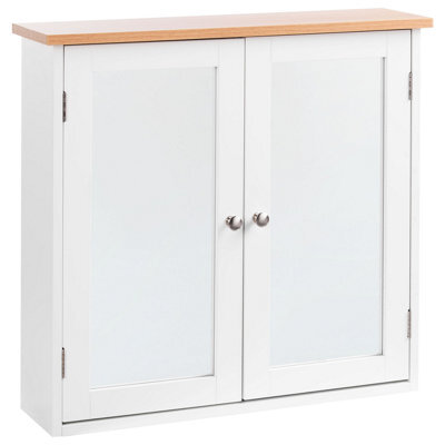 Beliani Bathroom Wall Mounted Mirror Cabinet Alamos 65 Cm 60 Cm White - image 1