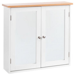 Beliani Bathroom Wall Mounted Mirror Cabinet Alamos 65 Cm 60 Cm White