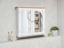 Beliani Bathroom Wall Mounted Mirror Cabinet Alamos 65 Cm 60 Cm White - thumbnail 2