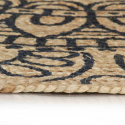 Berkfield Modern Handmade Rug Jute With Dark Blue Print 120 Cm - thumbnail 3