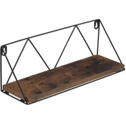 Tectake Wall Shelves - Set Of 2, Wooden, Decorative Metal Brackets, High Load-Capacity  - Industrial Wood Dark, Rustic - thumbnail 3