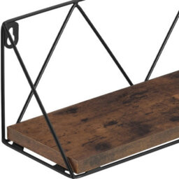 Tectake Wall Shelves - Set Of 2, Wooden, Decorative Metal Brackets, High Load-Capacity  - Industrial Wood Dark, Rustic - thumbnail 6