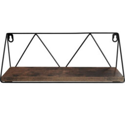 Tectake Wall Shelves - Set Of 2, Wooden, Decorative Metal Brackets, High Load-Capacity  - Industrial Wood Dark, Rustic - thumbnail 4