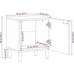 Bedside Cabinet Tables X 2 Solid Mango Wood Bedroom Nightstand Storage Units - thumbnail 2