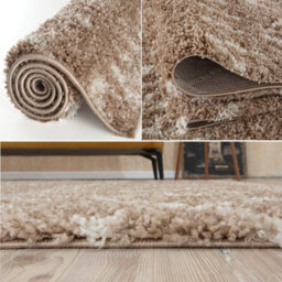 The Rugs Moroccan Shaggy Rugs And Runners Soft Fluffy Tribal Design High Pile Beige And Ivory Living Room Kitchen Hallway 920 - thumbnail 4
