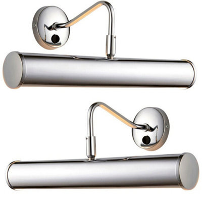 2 Pack Led Twin Picture Wall Light Chrome Plate Dimmable 6.2W Bulb Lighting Bar - image 1