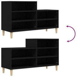 Berkfield Elegant Shoe Cabinet Black 102X36X60 Cm Engineered Wood - thumbnail 7