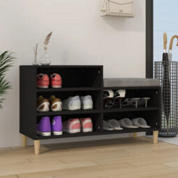 Berkfield Elegant Shoe Cabinet Black 102X36X60 Cm Engineered Wood - thumbnail 2