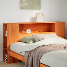 Berkfield Headboard With Storage Wax Brown 135 Cm Solid Wood Pine - thumbnail 1
