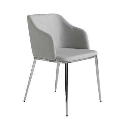 Angel Cerda Stylish Grey Fabric Dining Chair With Chrome Legs - image 1