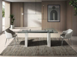 Angel Cerda Stylish Grey Fabric Dining Chair With Chrome Legs - thumbnail 3
