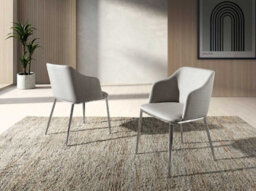 Angel Cerda Stylish Grey Fabric Dining Chair With Chrome Legs - thumbnail 2