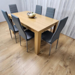 Kosy Koala Oak Effect Dining Table Set With 6 Grey Faux Leather Chairs Dining Room Furniture - thumbnail 7
