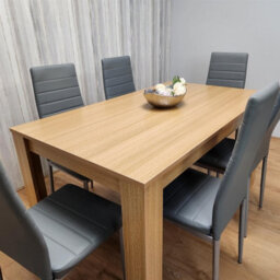 Kosy Koala Oak Effect Dining Table Set With 6 Grey Faux Leather Chairs Dining Room Furniture - thumbnail 6