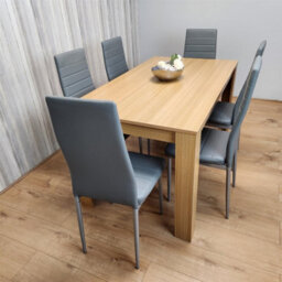 Kosy Koala Oak Effect Dining Table Set With 6 Grey Faux Leather Chairs Dining Room Furniture - thumbnail 8