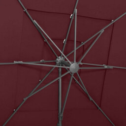 Walplus 4-Tier Garden Parasol With Aluminium Pole Bordeaux Red 250X250 Cm - thumbnail 7
