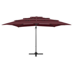 Walplus 4-Tier Garden Parasol With Aluminium Pole Bordeaux Red 250X250 Cm - thumbnail 3