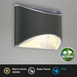 Briloner Led Solar Outdoor Wall Light Black 10Cm 3000K Ip44 - thumbnail 2
