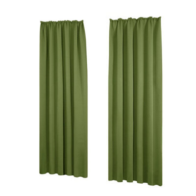 Deconovo Thermal Insulated Curtains Blackout Curtains Pencil Pleat Curtains For Living Room, Nursery W55 X L63 Inch Green 1 Pair